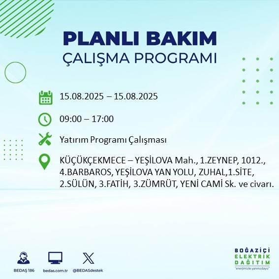 Saatler sonra başlayacak: İstanbul'un 21 ilçesinde elektrik kesintileri yaşanacak 12